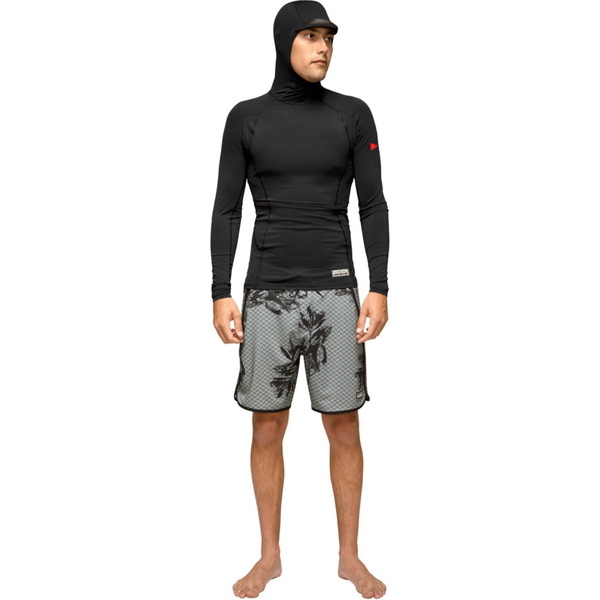 2026 Florence Marine X Mens Long Sleeve Hooded Rash Vest FMSS00030 - Black